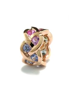 Anhänger Marke A. Odenwald Schmuck Modell Fleur farbige Saphire Grün Rot Blau Gold