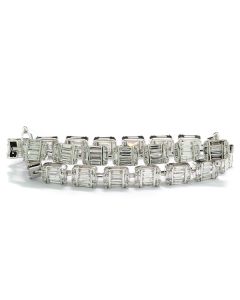 Tennisarmband Diamanten rechteckig Brillanten 18 Karat Weißgold 