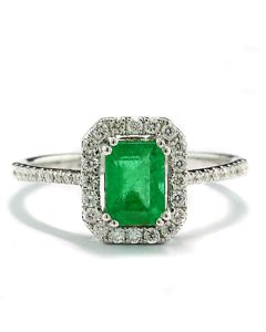 Damenring Weißgold Smaragd Diamanten online kaufen 