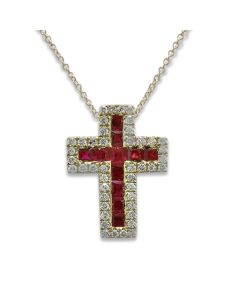 Rubinkreuz Schmuckkreuz rote Farbsteine Echtschmuck kaufen
