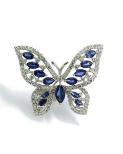 Schmuck Tiermotiv Falter Safir Diamant Brosche