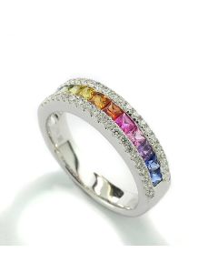Damenring farbige Edelsteine Safir Regenbogen 18-carat Gold online kaufen 