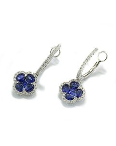 Ohrschmuck Ohrringe blaue Farbsteine Diamanten 18 Karat Weißgold