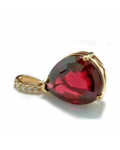 roter Turmalin Edelstein Tropfen Gelbgold