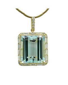 Anhänger Aquamarin Diamant 18 Karat Gold Rechteckig Emerald Cut online