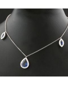 Saphire Collier Diamanten 750er Echt-Weißgold online kaufen