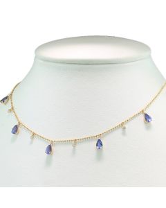 Halskette mit blauen  18 Karat Gelbgold
