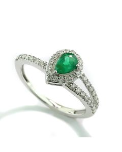 Solitärring Smaragd Brillanten Weißgold