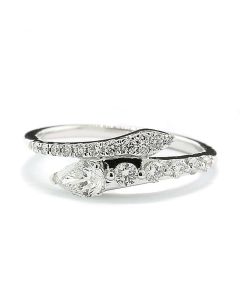Damenring Schlangen-Ring weiße Diamanten Brillanten