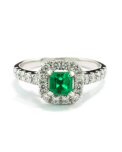 Damenring Gold 18 Karat Smaragd Diamanten