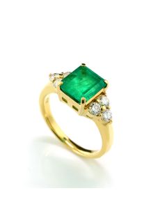 Damenring Gold 18 Karat Smaragd Diamanten online kaufen 