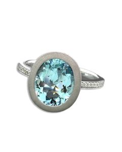 Aquamarin Ring blauer Stein Damenring Weißgold