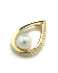 Perlenschmuck goldener Anhänger weiße Süßwasserperle