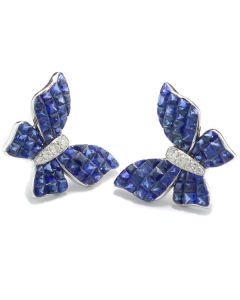 Ohrringe Schmetterling Safire Diamanten 18 Karat Weißgold