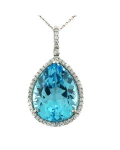 Schmuck kaufen Webshop für Echtschmuck Weißgold 18 Karat Blautopaz