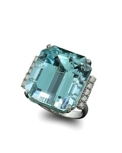 Edelstein blauer Stein Aquamarin Ring Weißgold