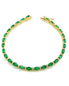 Armband Tennis Smaragde Gelbgold
