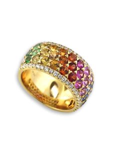 Rainbow Ring Safire rosa gelb rot pink