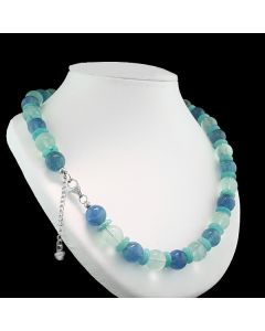 Edelstein-Kette blau-grüne Kugeln Fluorite Quarz online kaufen