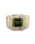 Turmalinring mit Brillanten in Gelbgold