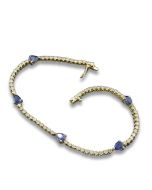 Safirarmband goldene Armkette blaue Edelsteine