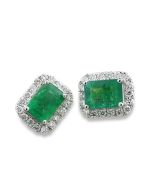Smaragdohrringe  grüner Edelstein Ohrschmuck 18 Karat Weißgold