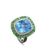 Ring blau grün Weißgold
