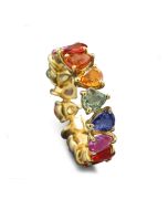 Farbiger Saphir-Ring Regenbogen - Farben 750-Gelbgold