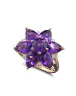 Ring mit Edelsteinen Violett und Brillanten 