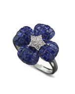 Ring mit blauen Steinen Blume floral Safire