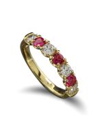 Ring Gelbgold rote Rubine Diamanten