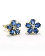 Ohrringe Saphire und Diamanten "Blüte"  in 750-Gelbgold