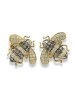 Ohrringe Bienen Gelbgold Brillanten braun weiß
