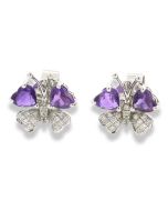 Ohrstecker Schmetterlinge Weißgold Amethyste Herzform Diamanten