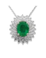 Smaragd schöne Farbe tiefes Grün Diamanten weiß Kette Weißgold