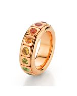 Ring Tango A. Odenwald Markenschmuck farbige Saphire Rotgold massiv Handarbeit