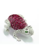 Schmuck Rubin Diamant 18 Karat Weißgold Frosch Tierschmuck online bestellen