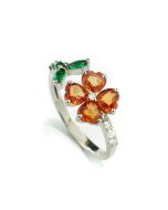 Ring 18 Karat Weißgold Farbedelsteine Blumen-Motiv kaufen
