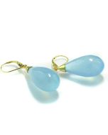 Ohrschmuck Hänger Edelstein blau Aquamarin 14 Karat Gelbgold online bestellen