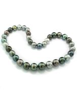Tahitikette Tahiti-Zuchtperlen mehrfarbig Silber Grau Grün Blau 11-14 mm