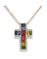 Kette Kreuz Geschenk Kommunion Konfirmation Hochzeit Taufe christlich Regenbogen-Linie